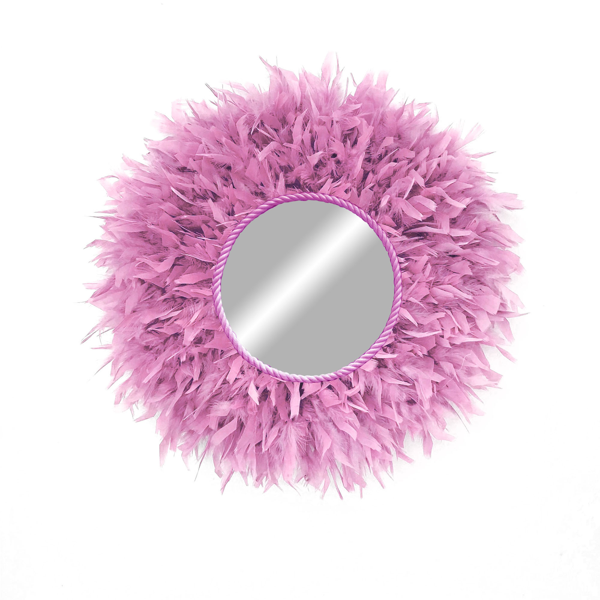 Espejo decorativo de plumas rosa