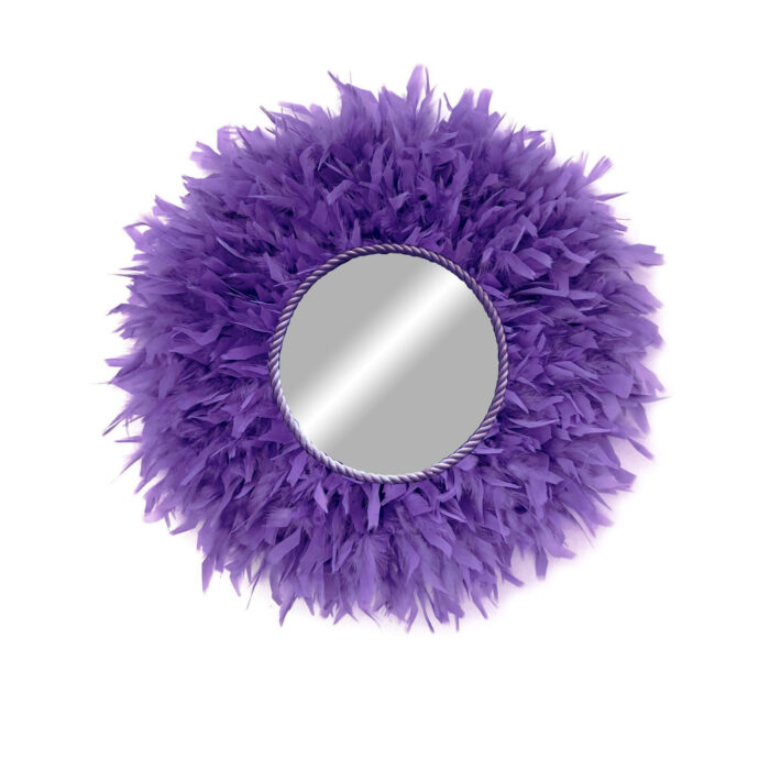 Espejo decorativo de plumas lila