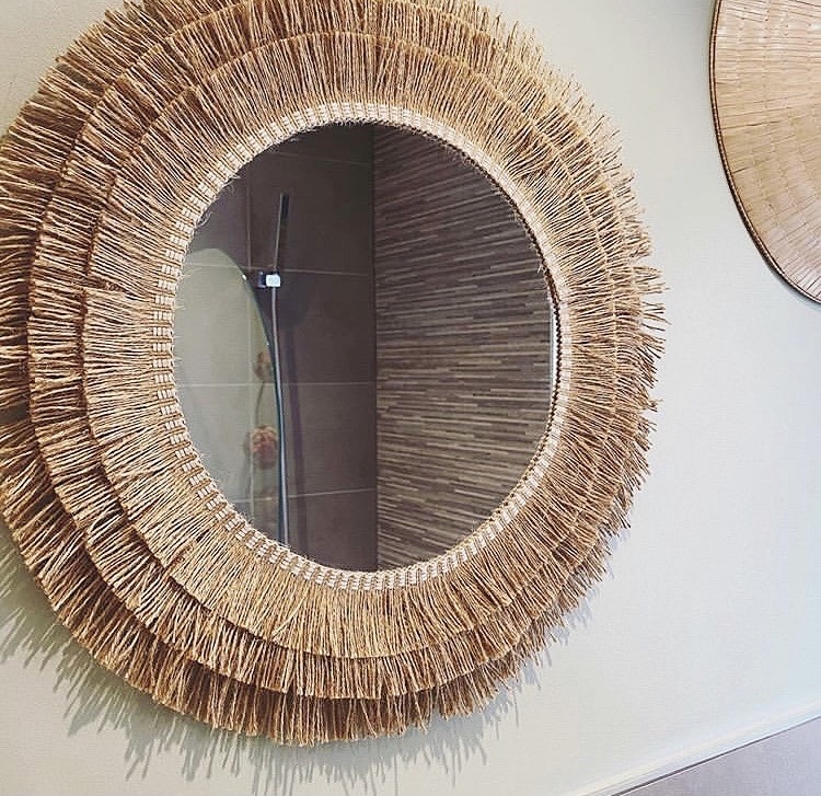 espejo decorativo redondo de yute