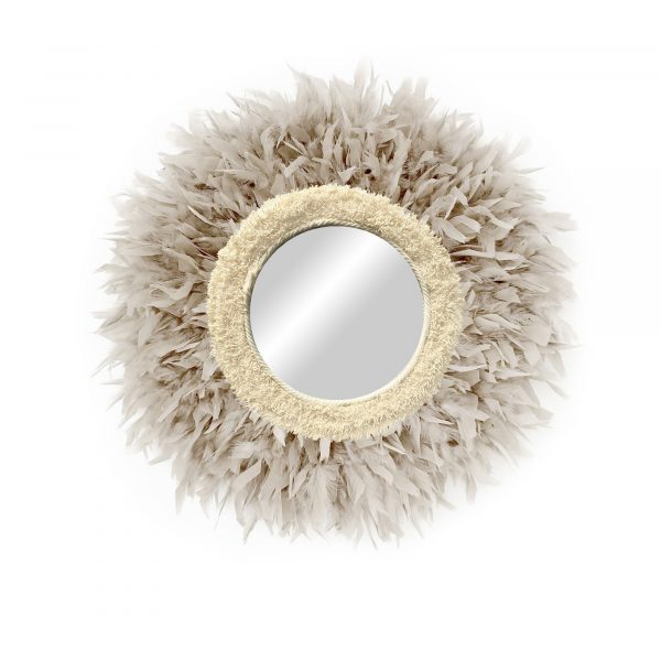 Mirror with feathers and cotton bangs MIRROR CURLY