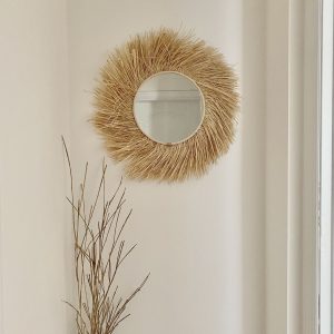 Espejo decorativo de rafia girada