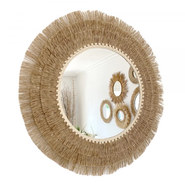 Round jute wall mirror JUTE BALLS III