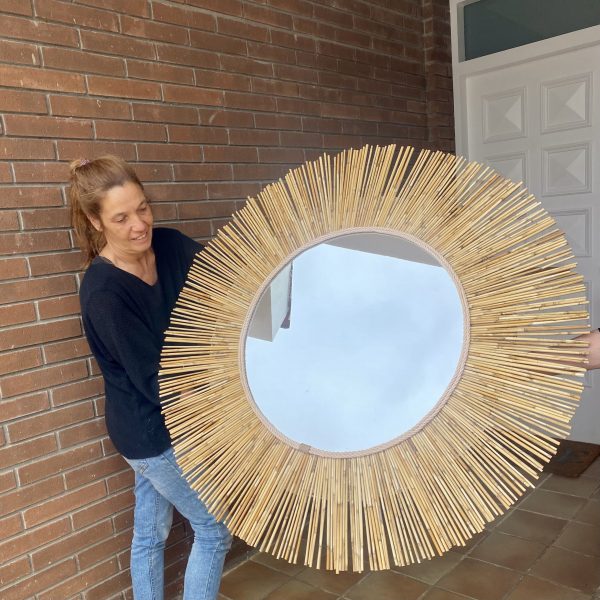Espejo de pared con cañizo de bambú TEXAS