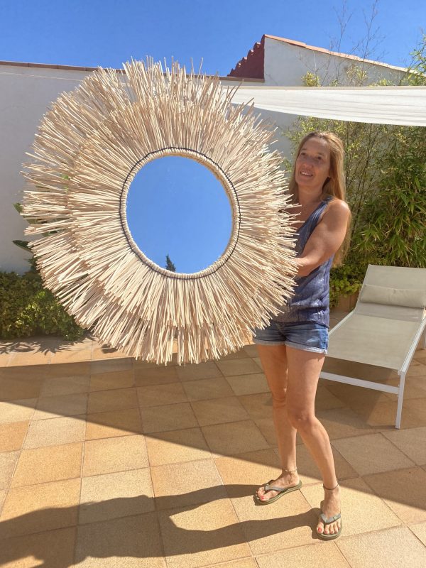 Espejo de pared con fibra natural CANCUN