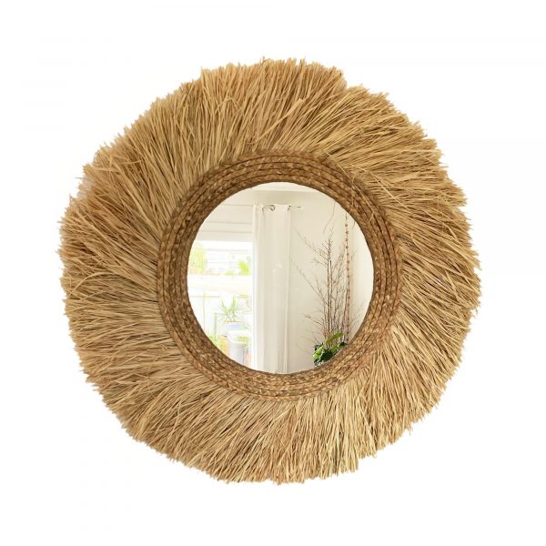 Espejo de diseño artesanal en fibras naturales MIRROR TORRENT